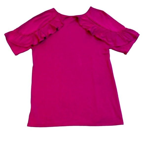 APT.9 Blouse Scoop neck Pull over Flutter neckline Magenta pink Size Medium - Picture 5 of 6